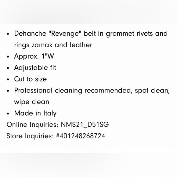 DEHANCHE - REVENGE GROMMET RIVOT & RINGS BELT
